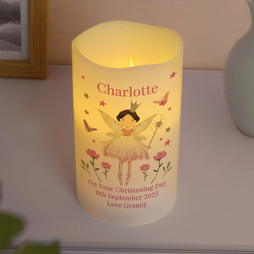 Personalised Fairy Princess Christening LED Candle