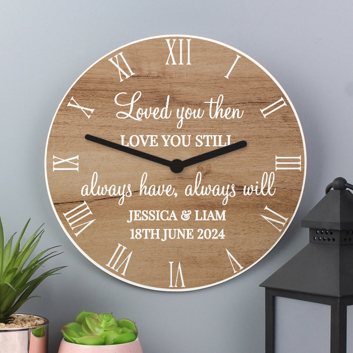 Personalised Free Text Wood Effect Wall Clock
