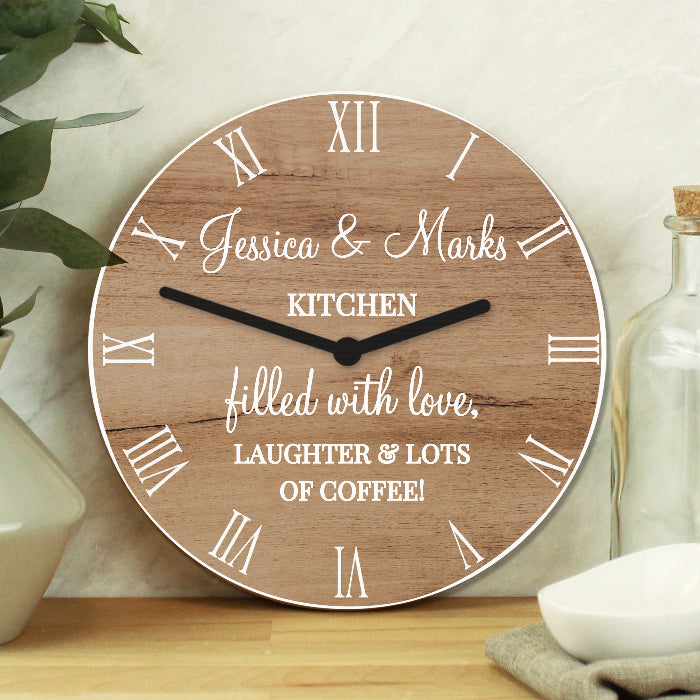 Personalised Free Text Wood Effect Wall Clock