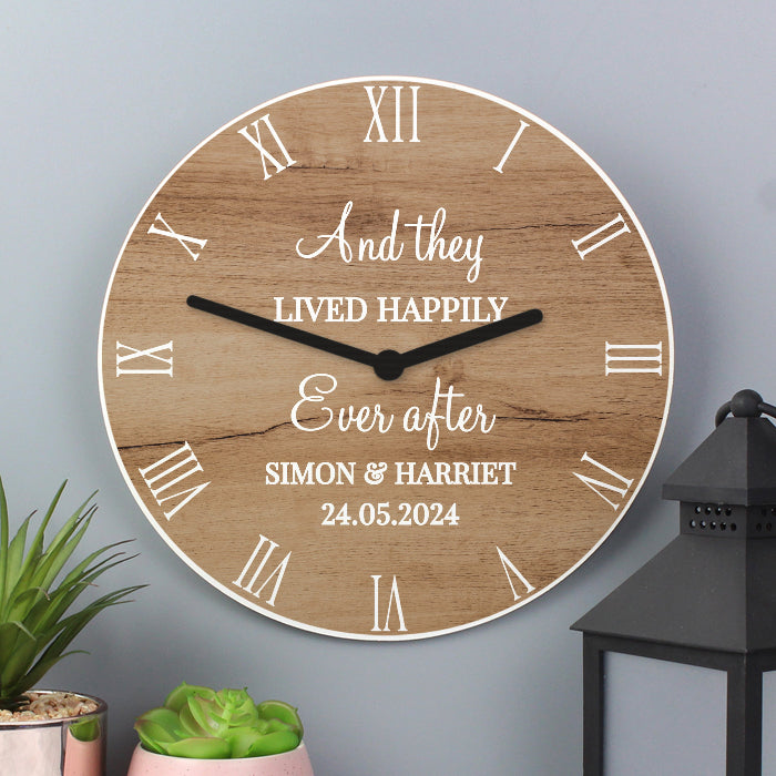 Personalised Free Text Wood Effect Wall Clock