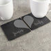Personalised Two Hearts Couples Slate Coaster Set