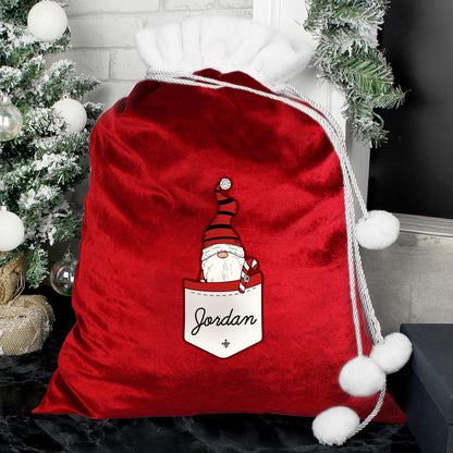 Personalised Gonk Family Red Christmas Sack