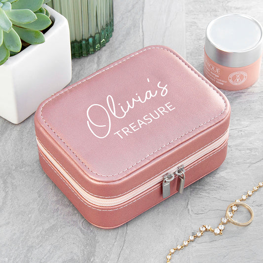 Personalised Sparkly Pink 'My Treasure' Jewellery Case Box