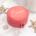 Personalised Coral Round Travel Jewellery Case Box