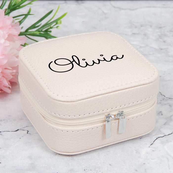 Personalised Powder Pink Travel Jewellery Case Box