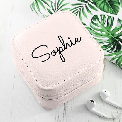 Personalised Powder Pink Travel Jewellery Case Box