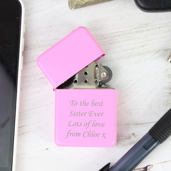 Personalised Engraved Pink Lighter