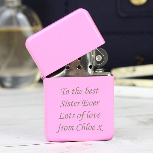 Personalised Engraved Pink Lighter