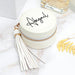 Personalised White Travel Jewellery Case Box with Tassel