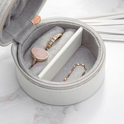 Personalised White Travel Jewellery Case Box with Tassel