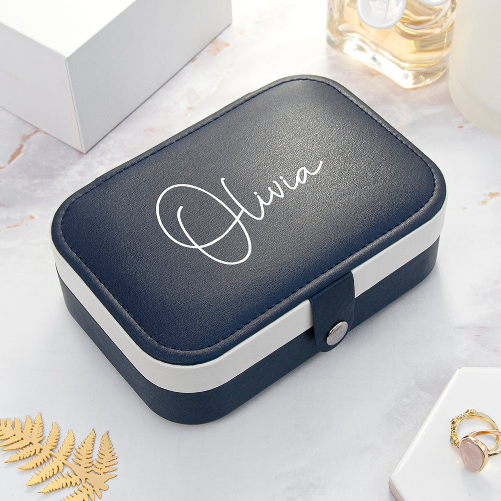 Personalised Midnight Blue Jewellery Case Box