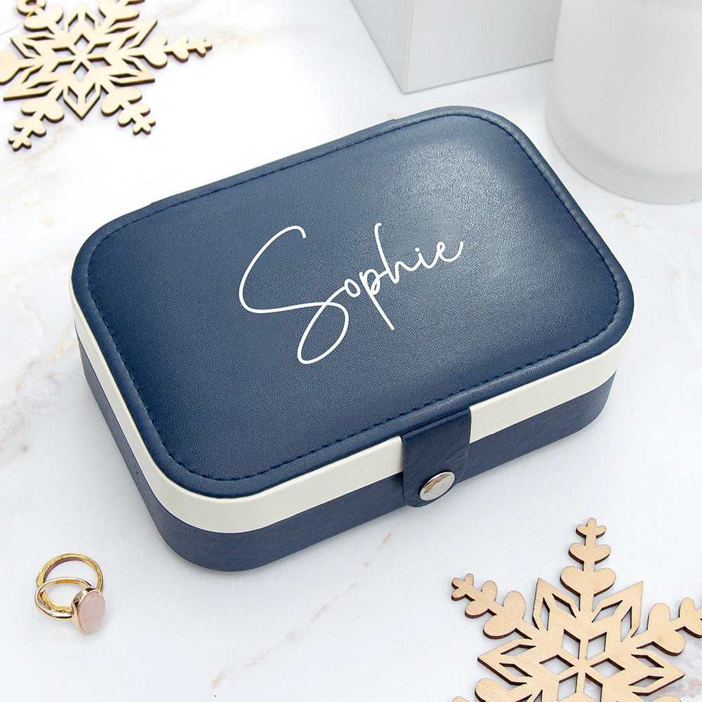 Personalised Midnight Blue Jewellery Case Box