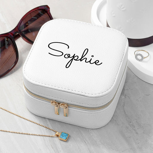 Personalised White Travel Jewellery Case Box