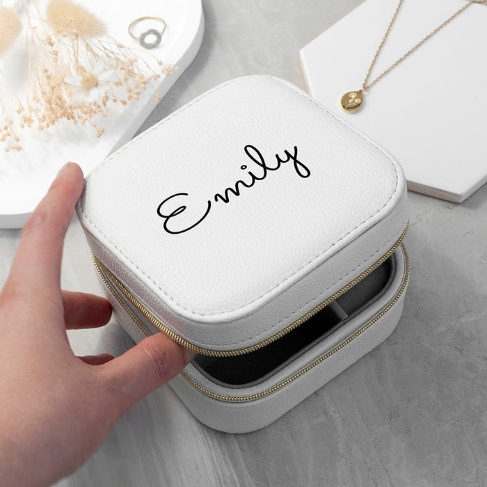 Personalised White Travel Jewellery Case Box