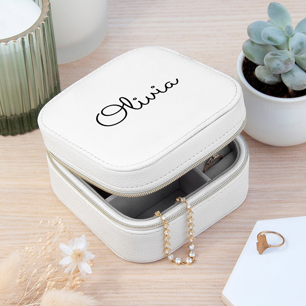 Personalised White Travel Jewellery Case Box