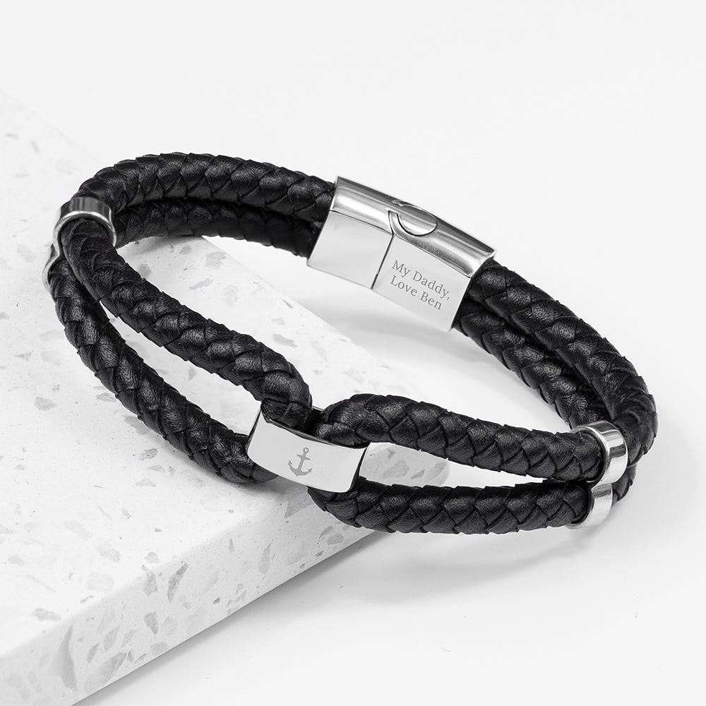 Personalised Men's Iconic Dual Leather Bracelet