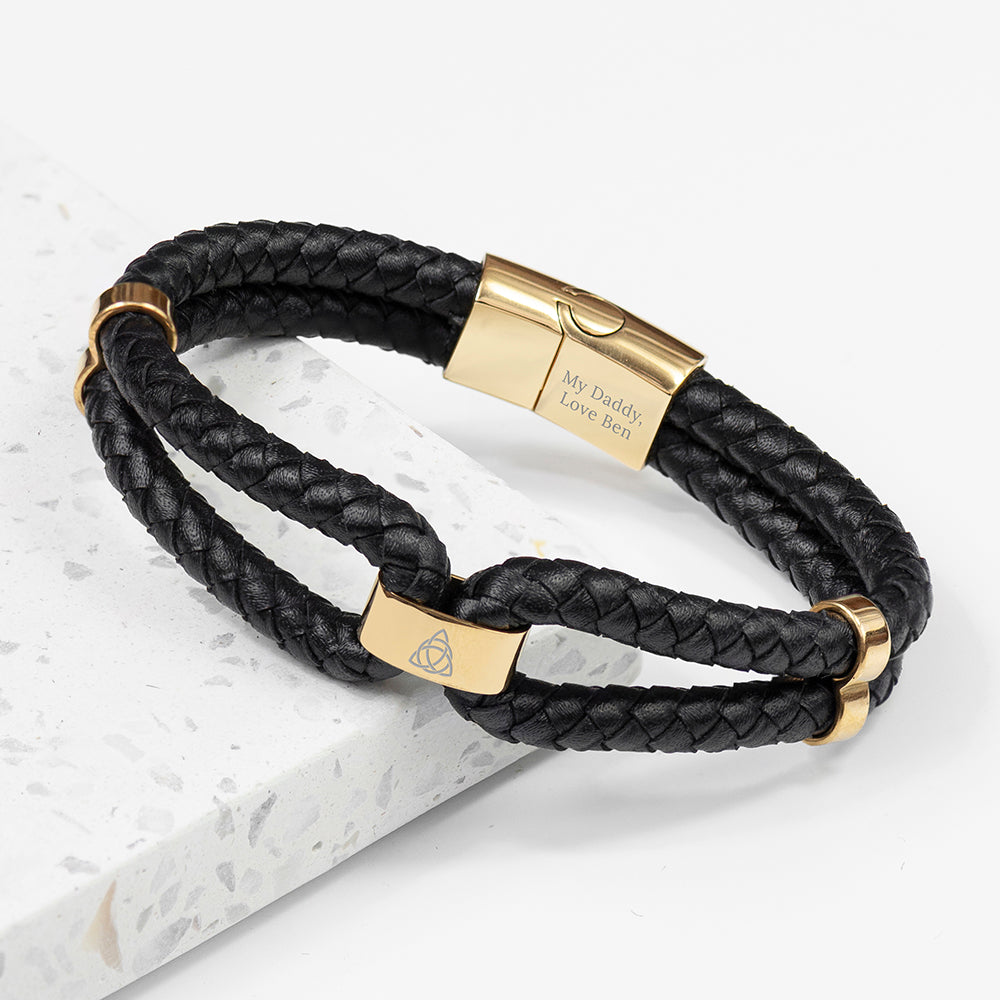 Personalised Men's Iconic Dual Leather Bracelet