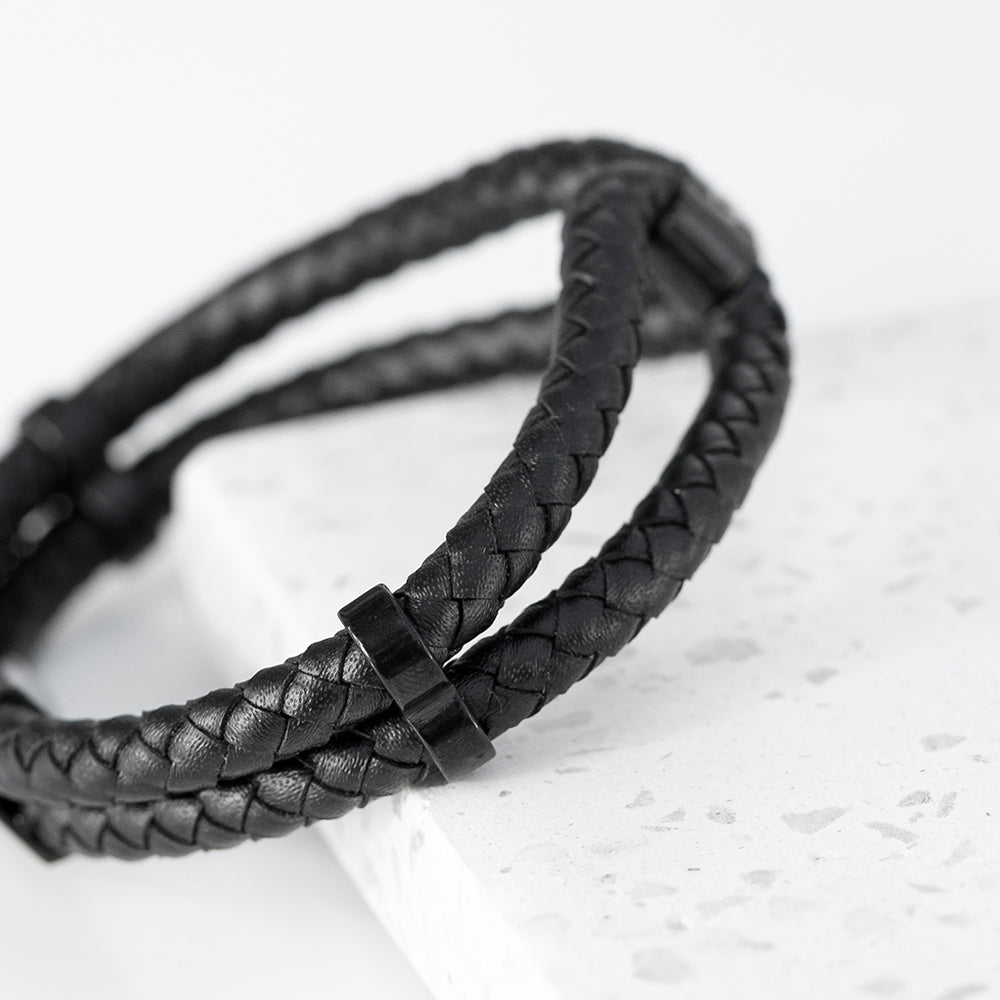 Personalised Men's Iconic Dual Leather Bracelet