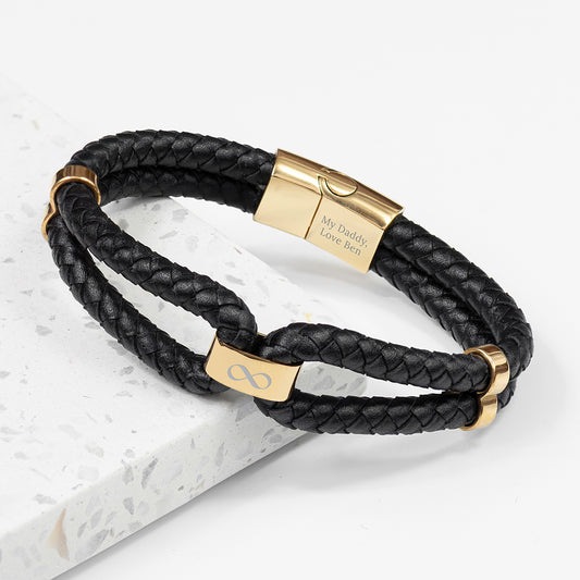 Personalised Men's Infinity Dual Leather Bracelet