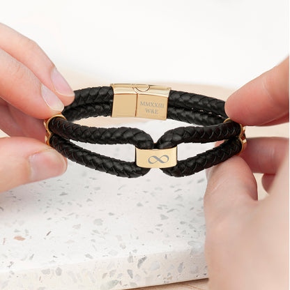 Personalised Men's Infinity Dual Leather Bracelet