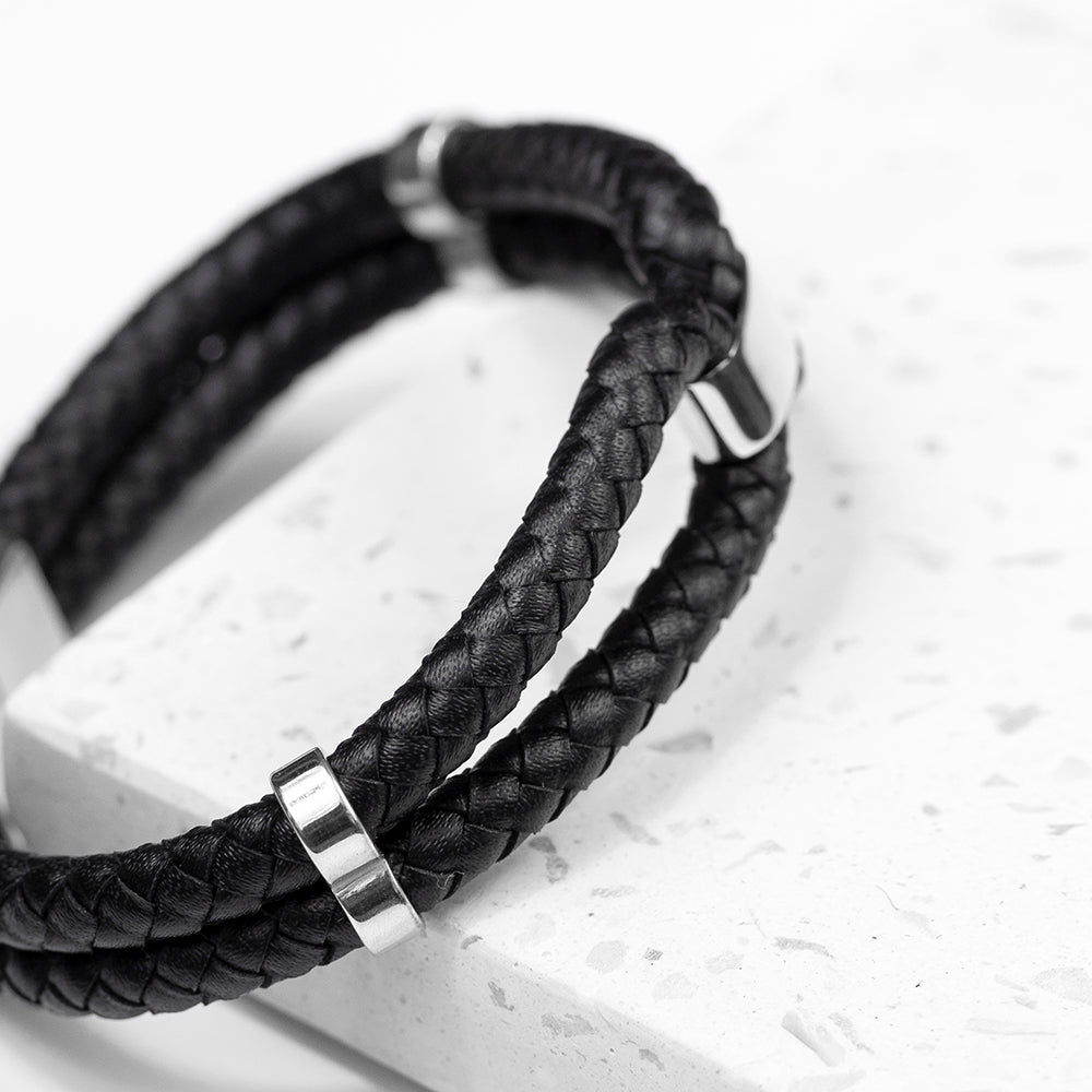 Personalised Men's Infinity Dual Leather Bracelet