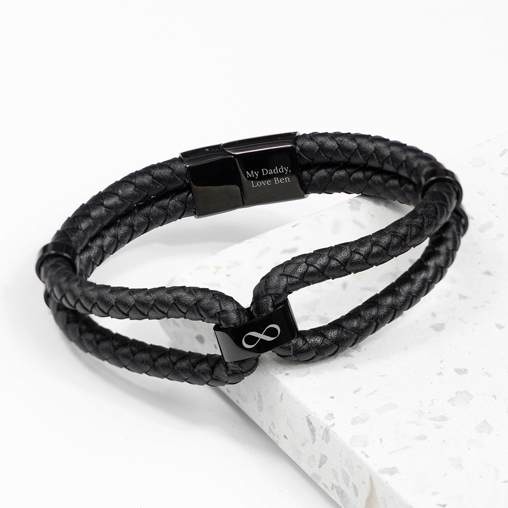 Personalised Men's Infinity Dual Leather Bracelet