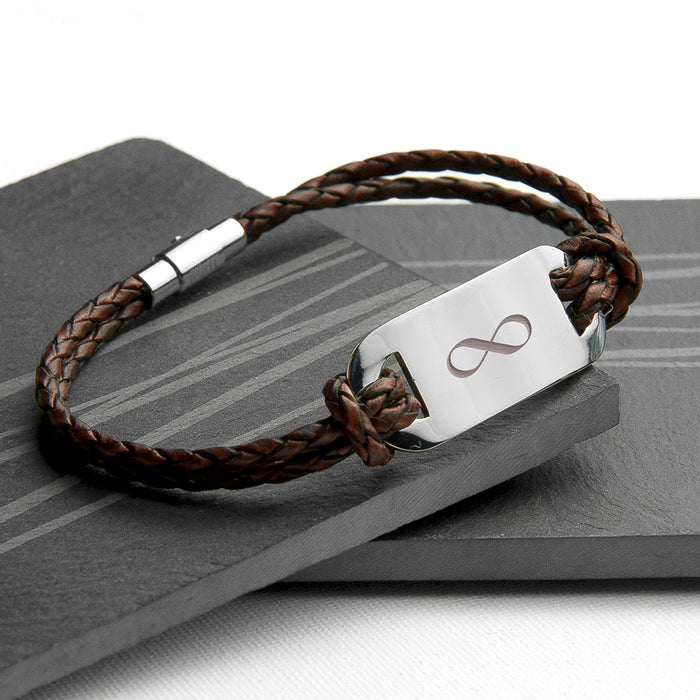 Personalised Men's Infinity Statement Leather Bracelet