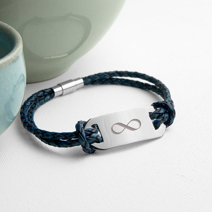 Personalised Men's Infinity Statement Leather Bracelet