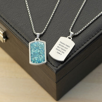 Personalised Men's Blue Turquoise Dog Tag Necklace