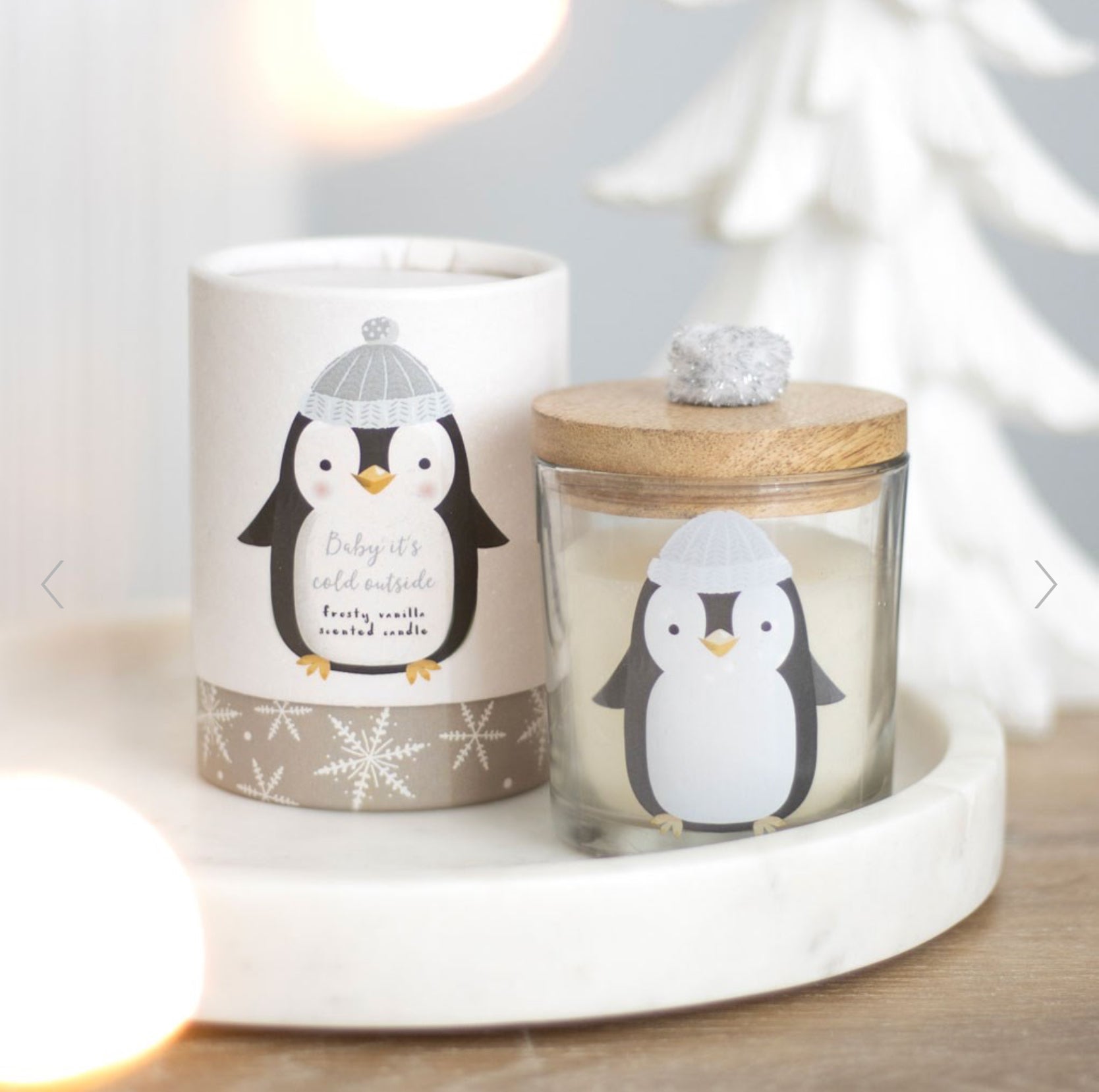 Frosty Vanilla Penguin Candle