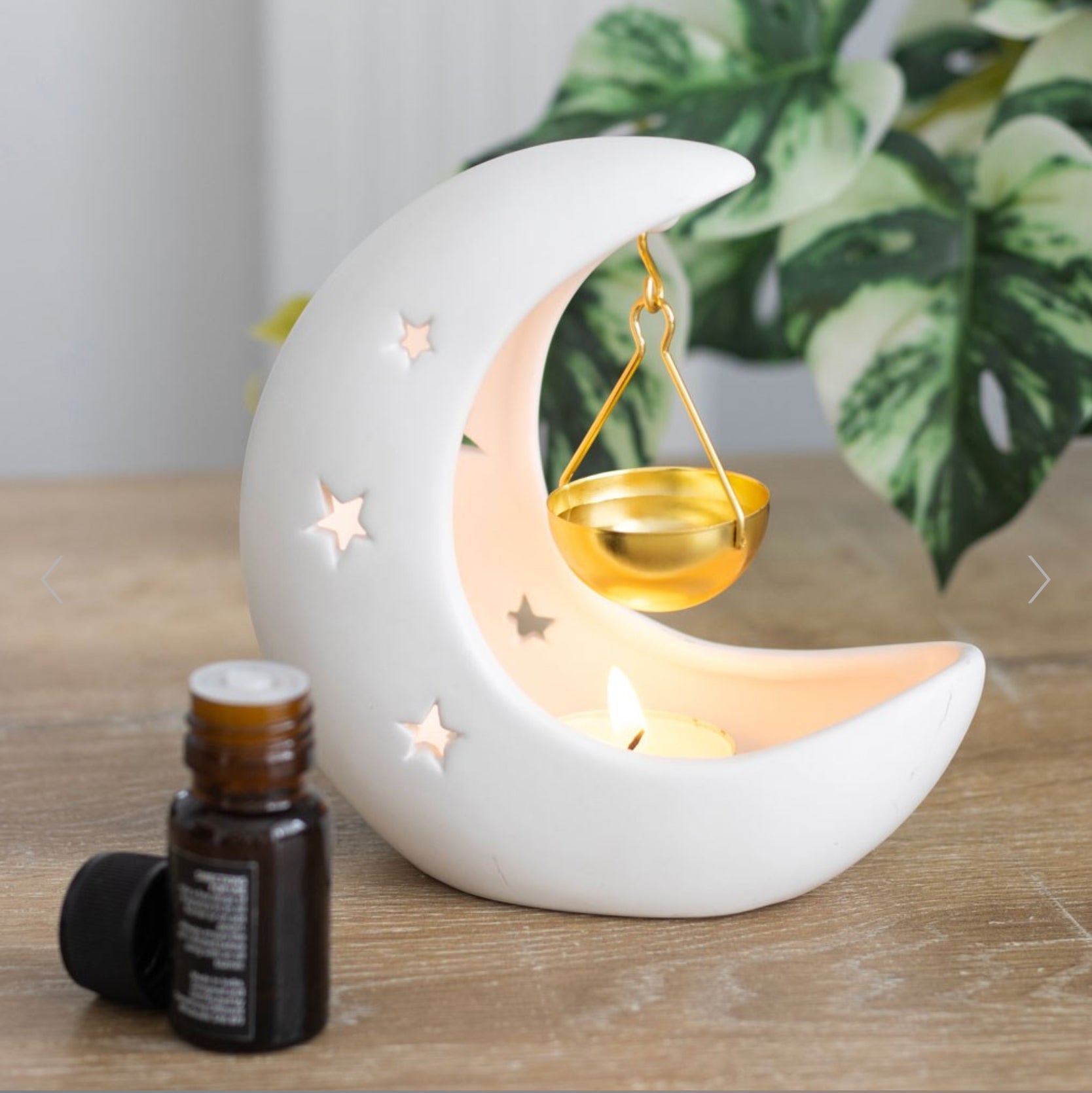 White Crescent Moon Hanging Oil Burner