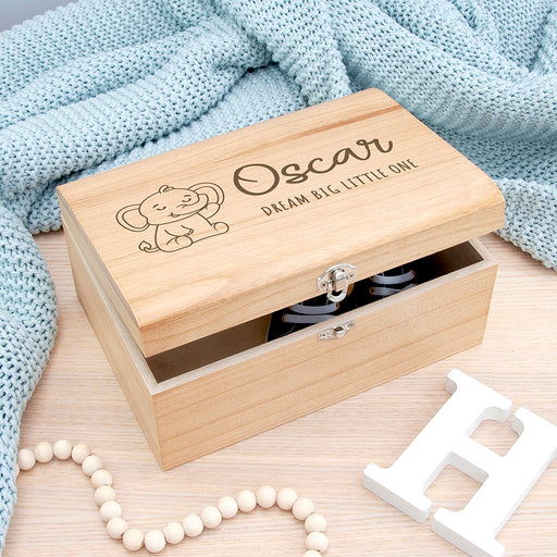 Personalised Baby Elephant Keepsake Chest Box