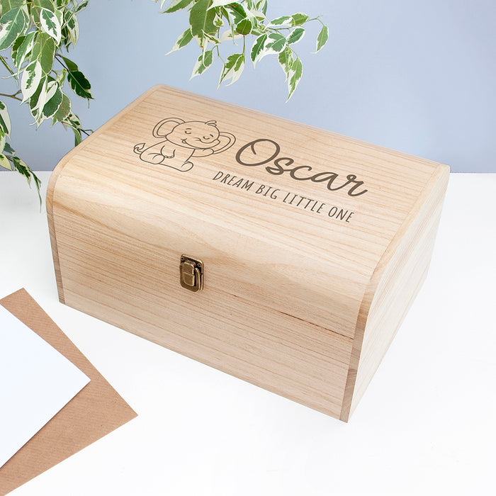 Personalised Baby Elephant Keepsake Chest Box