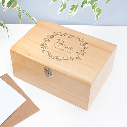 Personalised Botanical Wreath Keepsake Chest