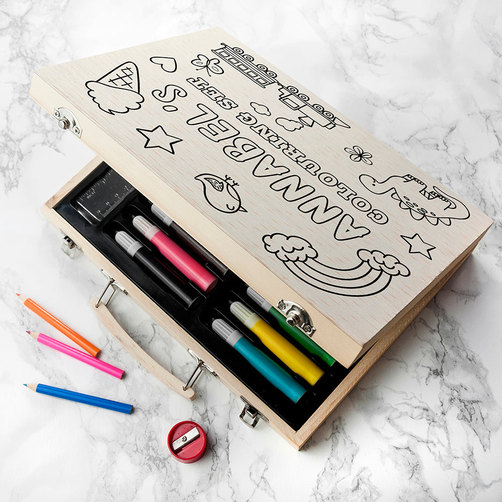 Personalised Colour Your Own Children's Wooden Colouring Set