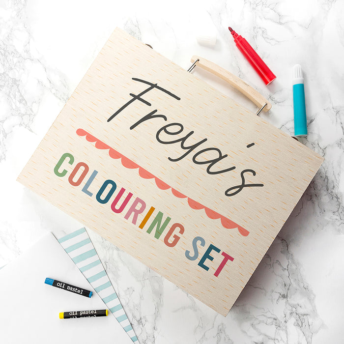 Personalised Kid’s Colourful Wooden Colouring Set