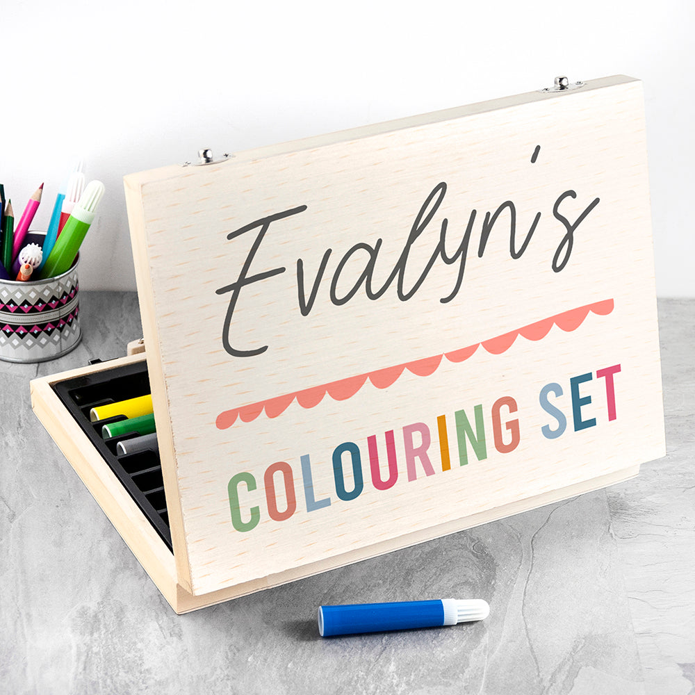 Personalised Kid’s Colourful Wooden Colouring Set