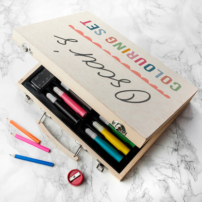 Personalised Kid’s Colourful Wooden Colouring Set