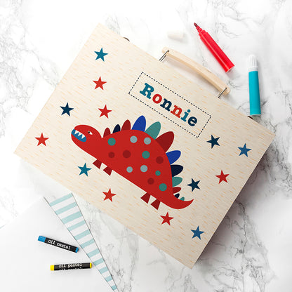 Personalised Kid’s Dinosaur Wooden Colouring Set