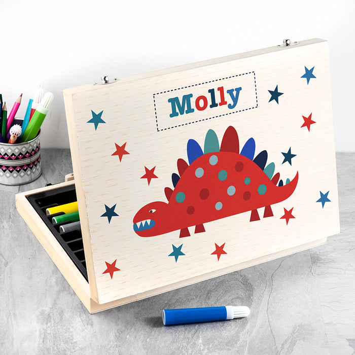 Personalised Kid’s Dinosaur Wooden Colouring Set