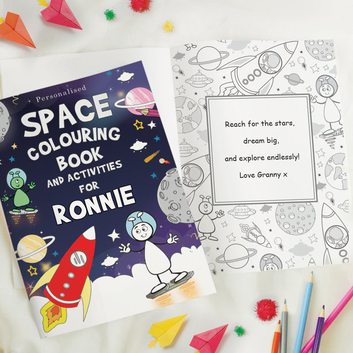 Personalised Space Colouring Book with Pencil Crayons