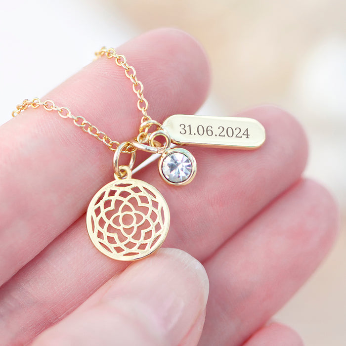 Personalised Mandala Charms Crystal Necklace