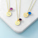 Personalised Gold Birthstone Crystal and Disc Necklace