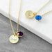 Personalised Gold Birthstone Crystal and Disc Necklace