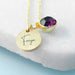 Personalised Gold Birthstone Crystal and Disc Necklace