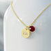 Personalised Gold Birthstone Crystal and Disc Necklace