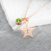 Personalised Rose Gold Star with Birthstone Crystal Necklace