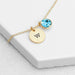 Personalised Monogram Gold Birthstone Crystal and Disc Necklace