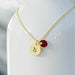 Personalised Monogram Gold Birthstone Crystal and Disc Necklace