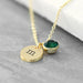 Personalised Monogram Gold Birthstone Crystal and Disc Necklace